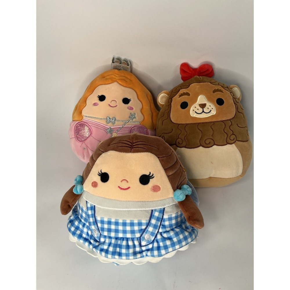 Set 3 Wizard of Oz Squishmallows 8" Dorothy  Lion Glinda Plush Used With Tags